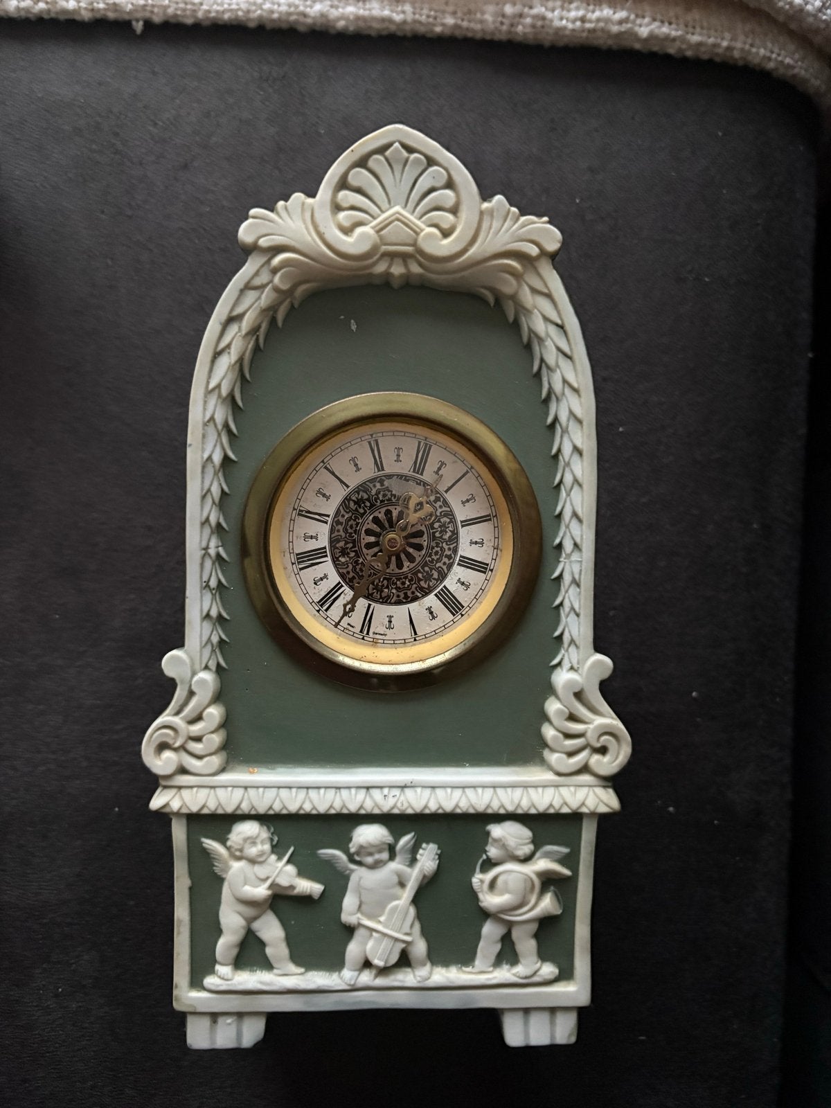 Antieke Wedgwood Jasperware Bureauklok - Saliegroen, Ophalen of Verzenden