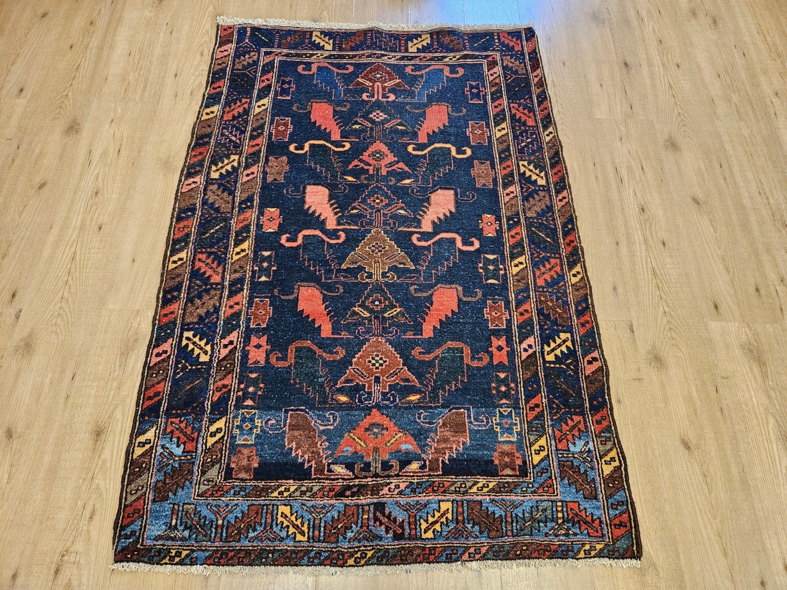Vintage handgeknoopt perzisch tapijt hamadan 165x113, Info@SlatsAntiek.nl, Tweedehands, 100 tot 150 cm, Perzisch