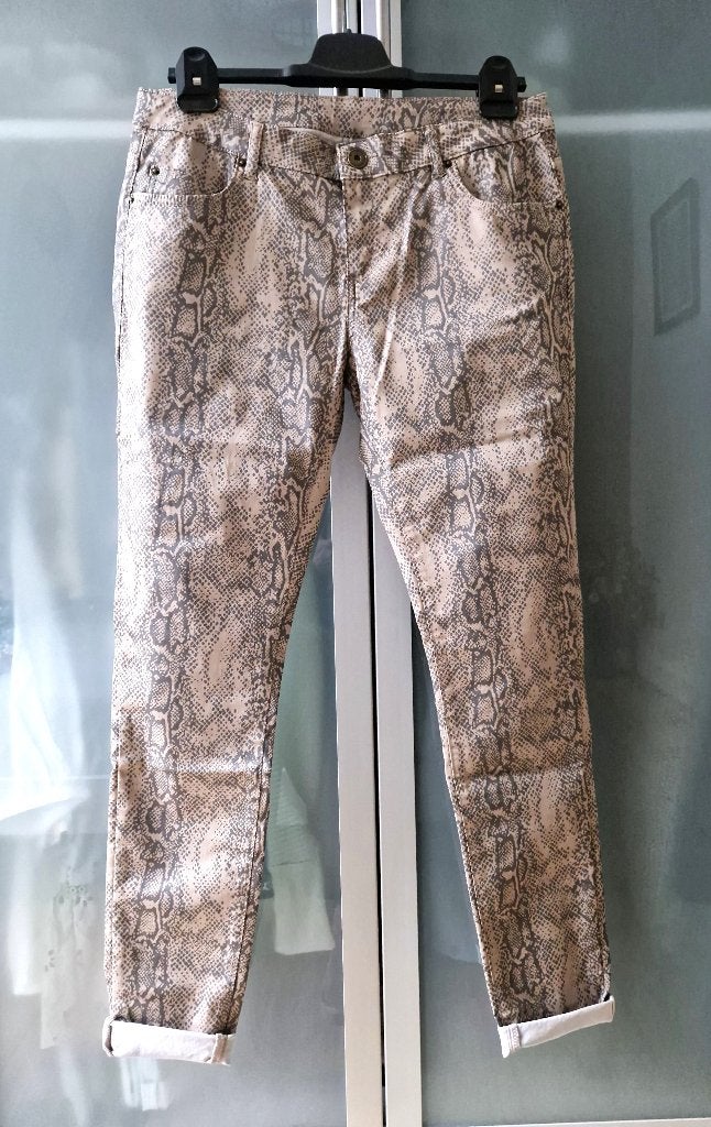 THE STING Bella Ragazza skinny slangenprint maat L, Verzenden, THE STING Bella Ragazza, Beige, Maat 42/44 (L)