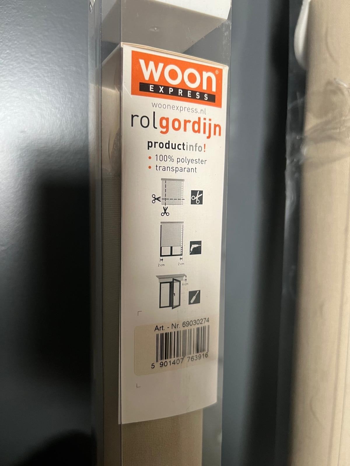 Woonexpress Rolgordijn - Transparant Polyester, Beige, Nieuw, Ophalen of Verzenden, Lichtdoorlatend