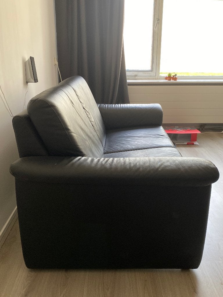 Leren bank, Huis en Inrichting, Banken | Bankstellen, Ophalen, Gebruikt, 150 tot 200 cm, Tweepersoons