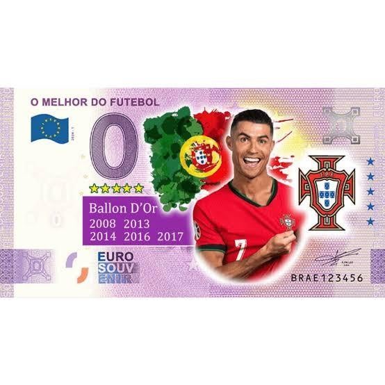 0 Euro Souvenir Biljet Cristiano Ronaldo Portugal Voetbal, Ophalen of Verzenden, Portugal, Los biljet