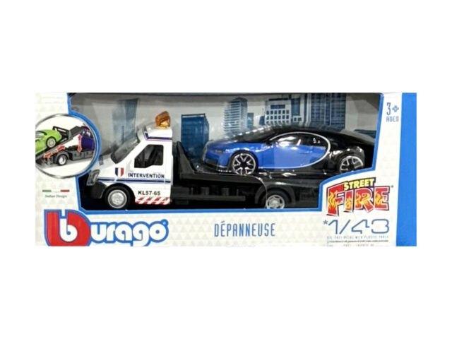 Bburago: Autotransporter + Bugatti Chiron 1:43, Overige merken, Auto, ., Nieuw