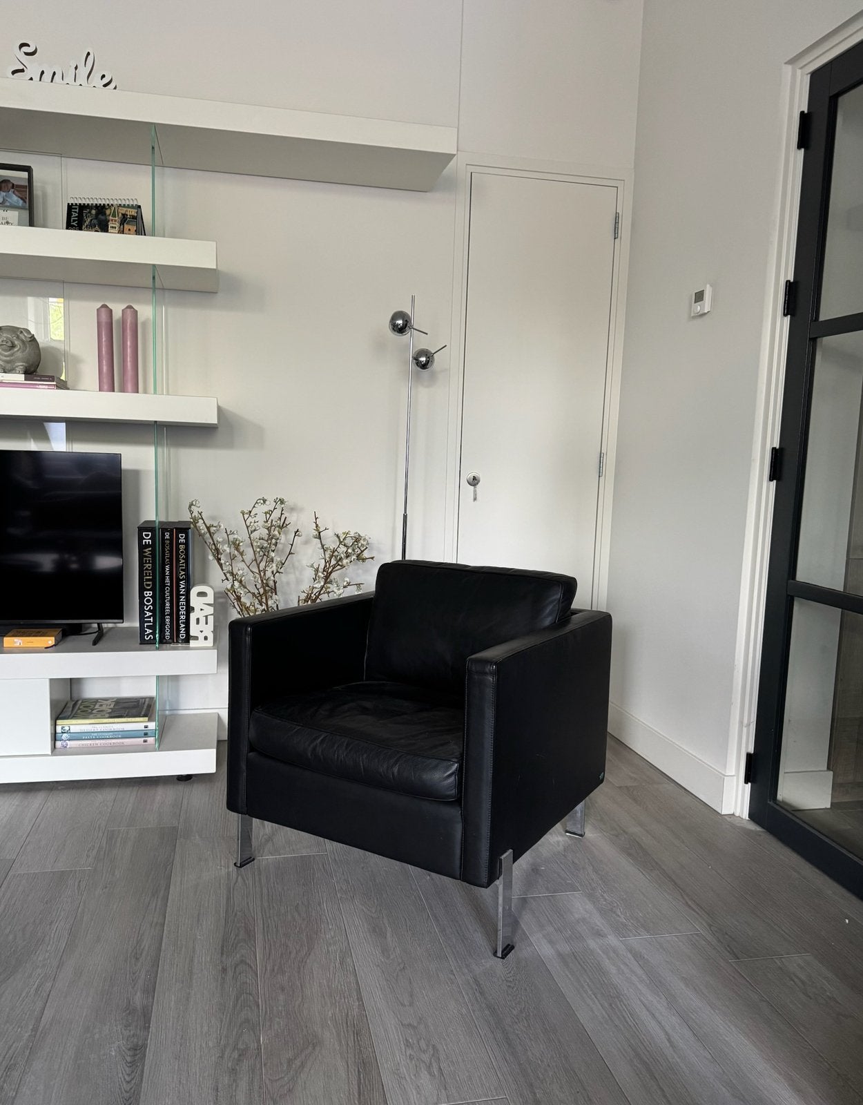 De Sede leren fauteuil zwart, Huis en Inrichting, Fauteuils, Ophalen, Zo goed als nieuw, 75 tot 100 cm, 50 tot 75 cm