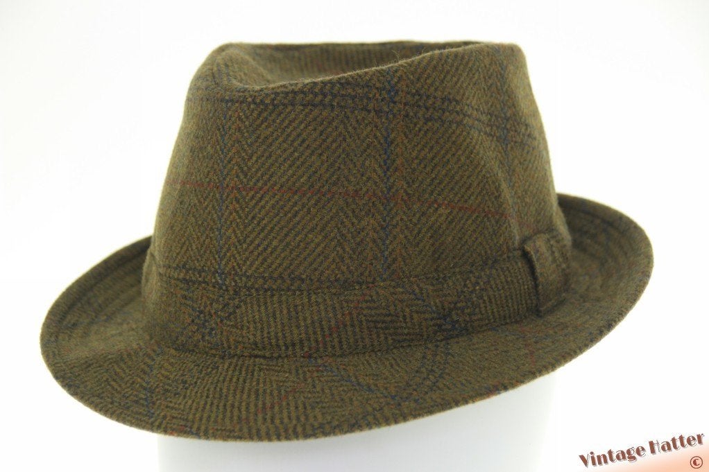 Vintage Gleufhoed Trilby hoed Sport groen wolmix 57, Ophalen of Verzenden, Zo goed als nieuw, 57 cm (M, 7⅛ inch) of minder, Hoed