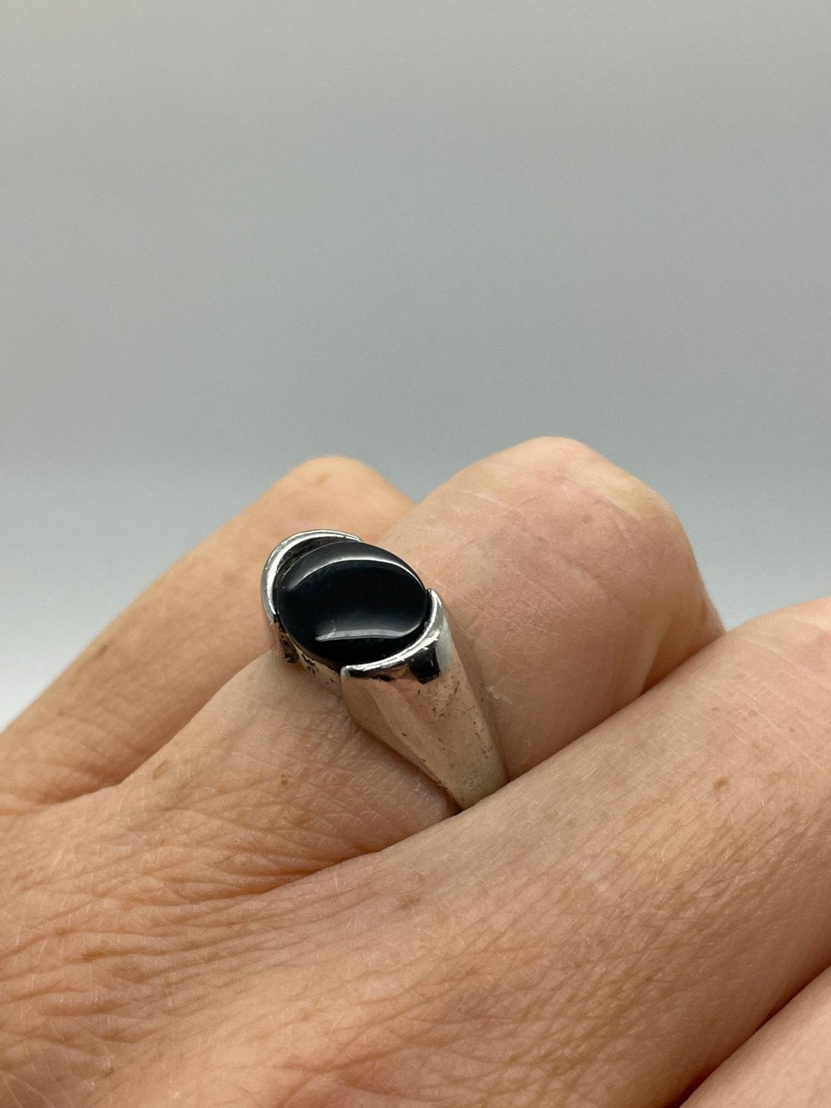 F265 Prachtige zilveren onyx ring (verstelbaar), Ophalen of Verzenden, Zilver, Ring, Met edelsteen