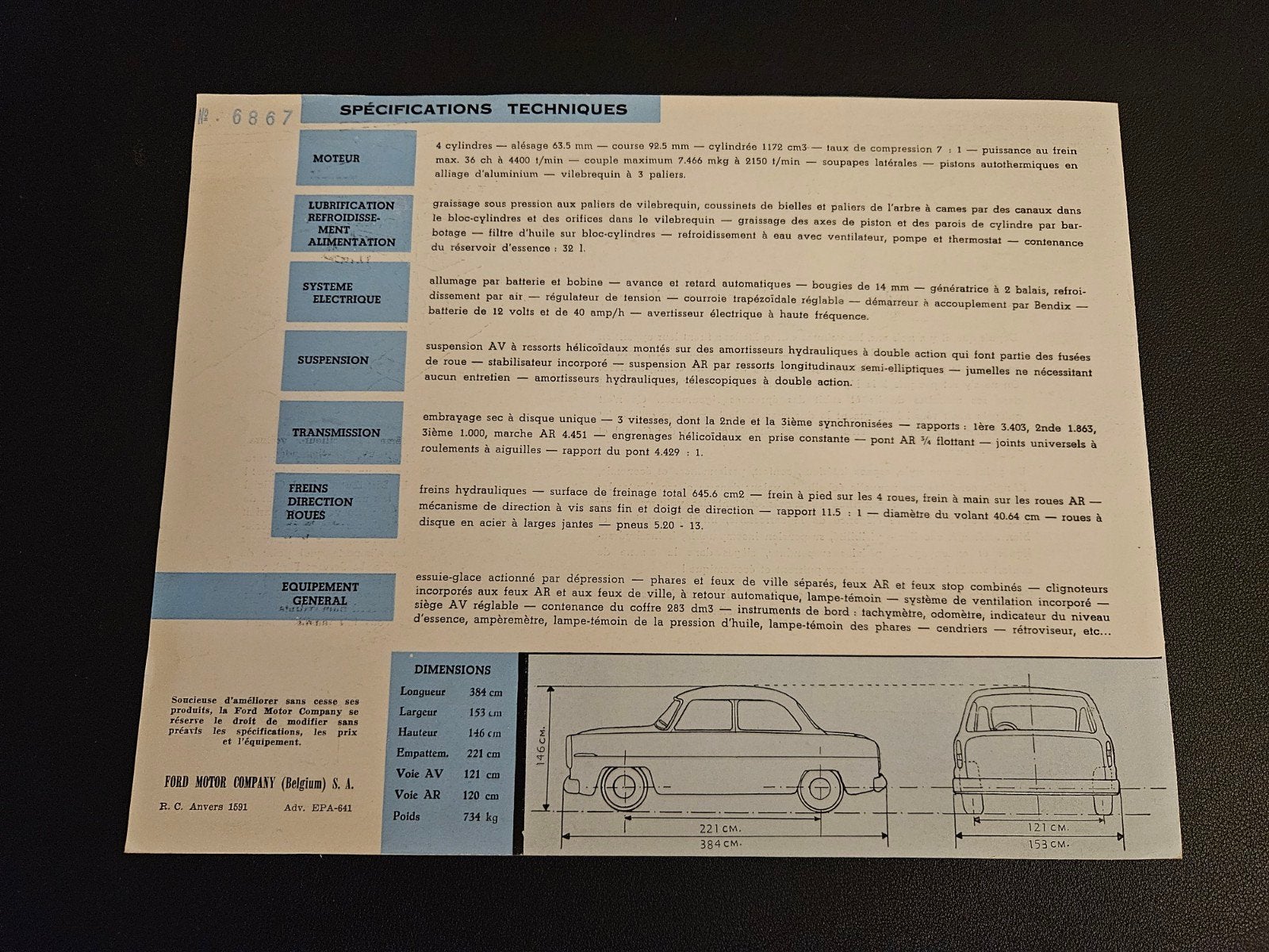 Brochure Ford Anglia 1954, Ophalen of Verzenden, Zo goed als nieuw, Ford