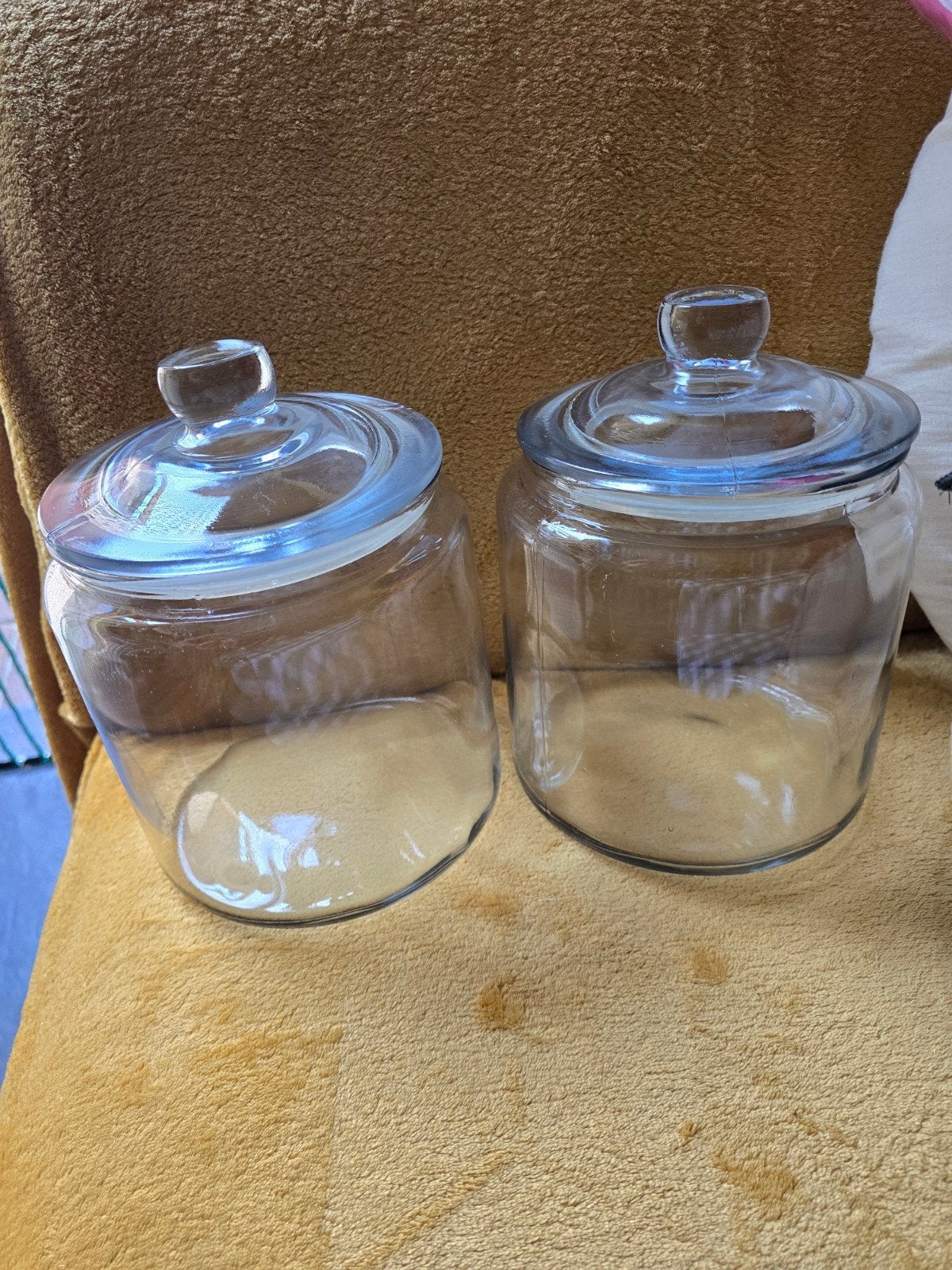 2x grote glazen voorraadpotten + deksel - INFO ZIE ADVERTENT, Met deksel, 30 cm, Nieuw, Ophalen of Verzenden