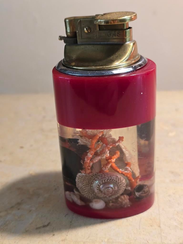 Vintage Aansteker met Zeeleven Decoratie, Ophalen of Verzenden, Gebruikt, Aansteker
