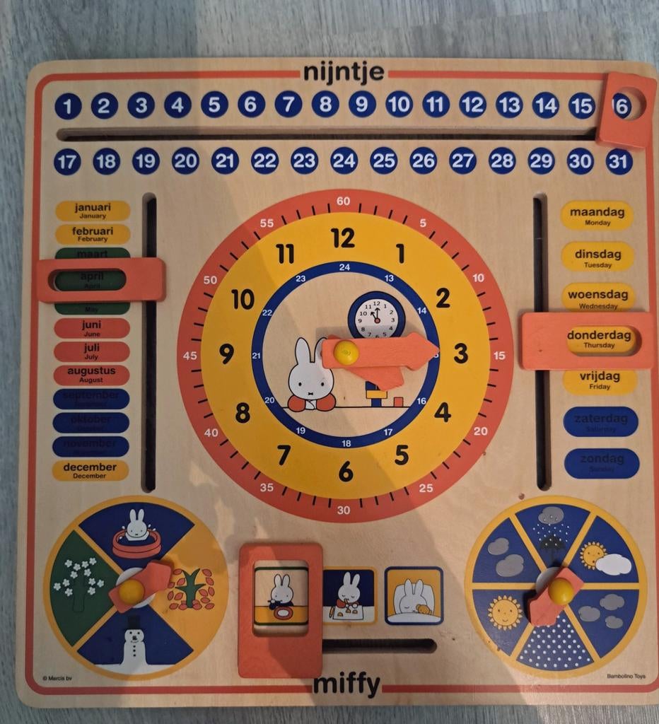 Houten Nijntje Kalender, Kinderen en Baby's, Speelgoed | Houten speelgoed, Ophalen of Verzenden, Zo goed als nieuw, Overige typen