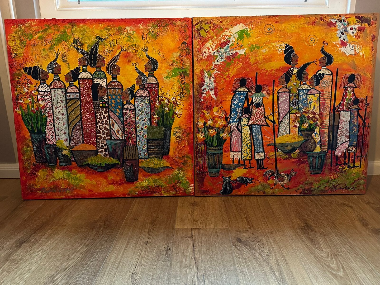 2 Originele kleurige canvasdoeken van Tatyana Murova, Ophalen