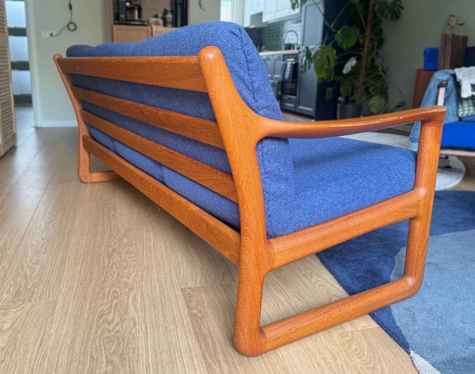 Vintage Deense 3-zits bank – Silkeborg – teak – jaren 60/70, Gebruikt, 150 tot 200 cm, Driepersoons, 75 tot 100 cm