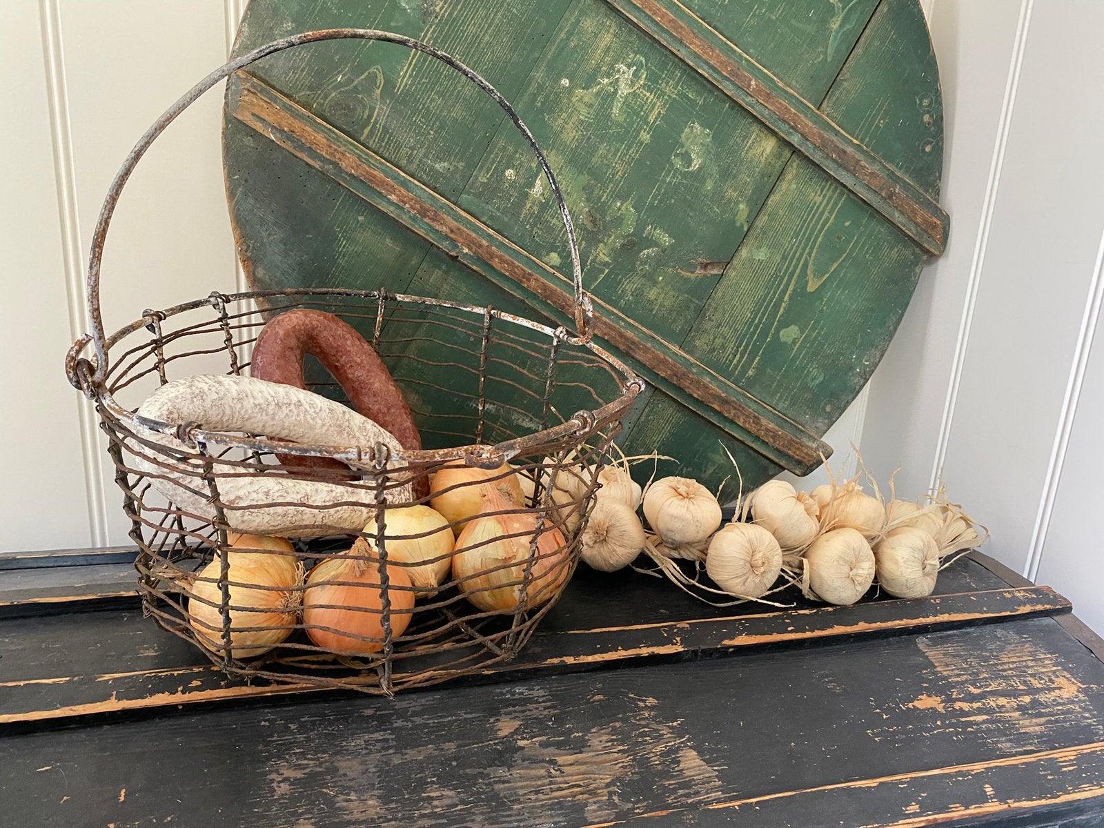Brocante grote oude Franse draadmand, Ophalen of Verzenden