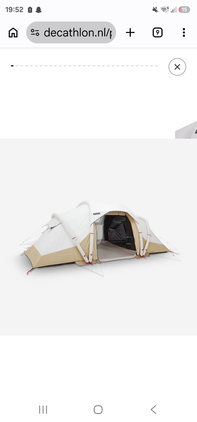 Decathlon Fresh&Black 4.2 4-persoons opblaasbare tent, Ophalen of Verzenden, Zo goed als nieuw, Tot en met 4
