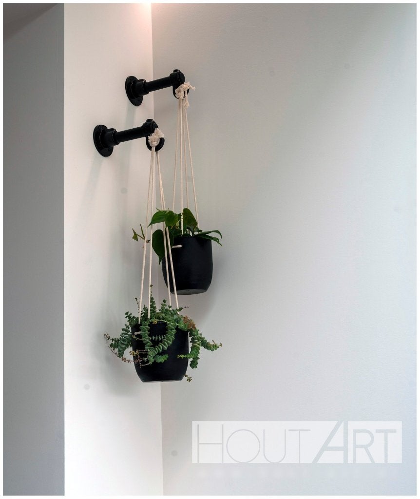 Plantenhanger zwarte steigerbuis!, Metaal, Zwart, Info@hout-art.nl, Ophalen of Verzenden