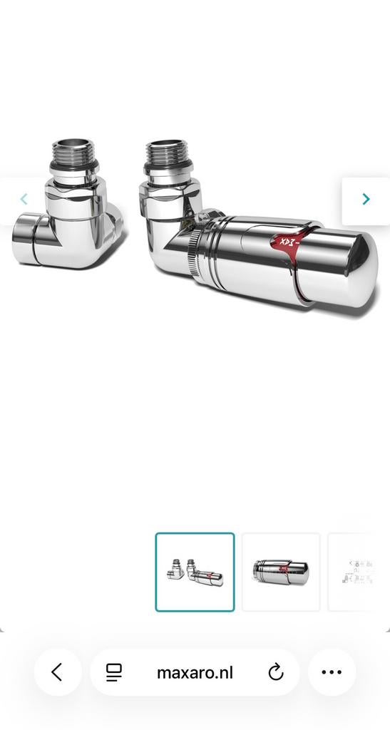 Maxaro Handdoek Radiatorkraan Thermostatisch Dubbelhaaks, Ophalen of Verzenden, Nieuw, Chroom, Douche