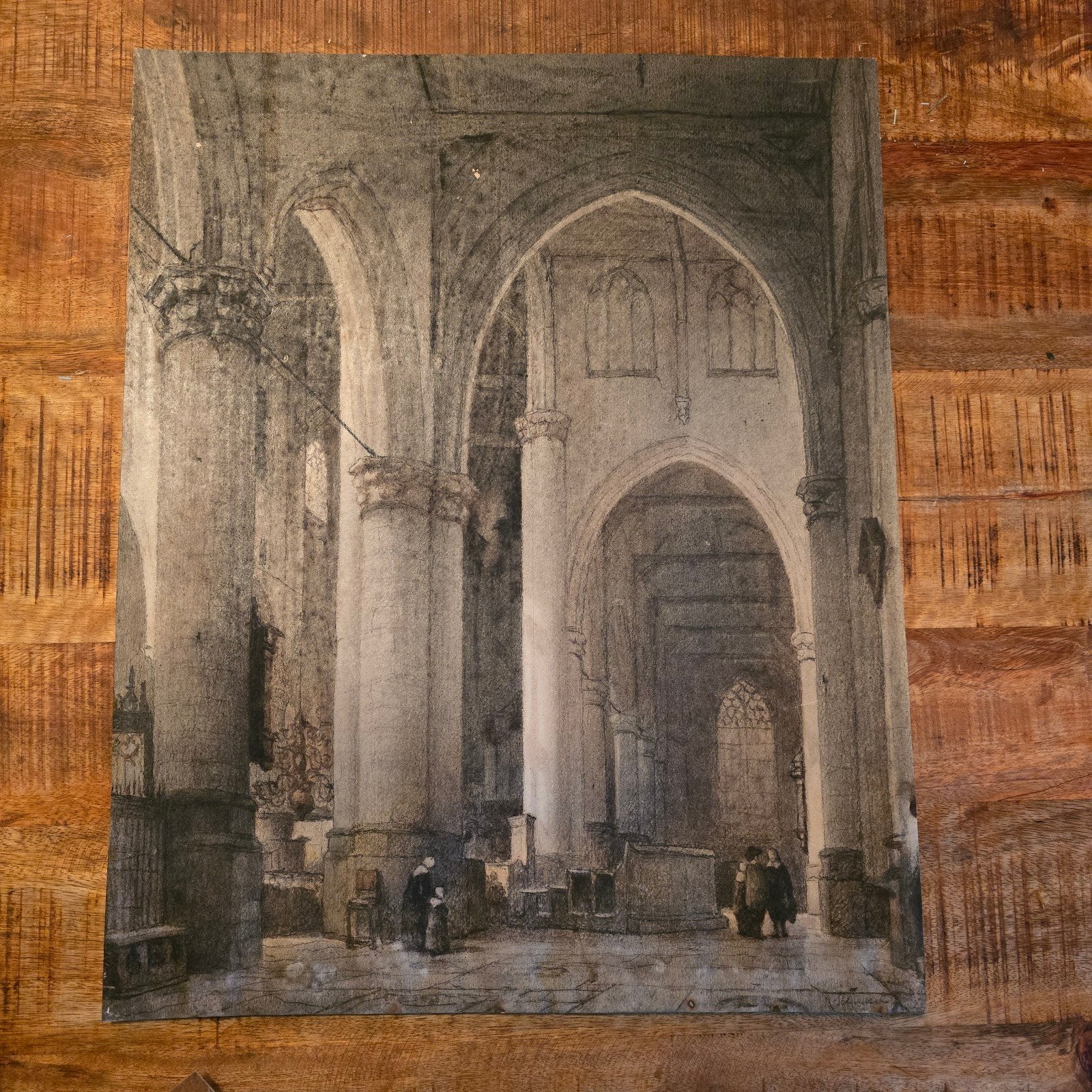 Jan Jacob Schenkel aquarel kerkinterieur 55 x 45 cm., Ophalen of Verzenden