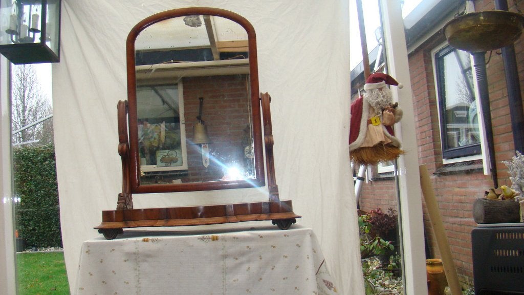 Antieke Toilettafel Spiegel met Houten Frame, Gebruikt, 100 tot 150 cm, Antiek, Klassiek, Vintage, Hout