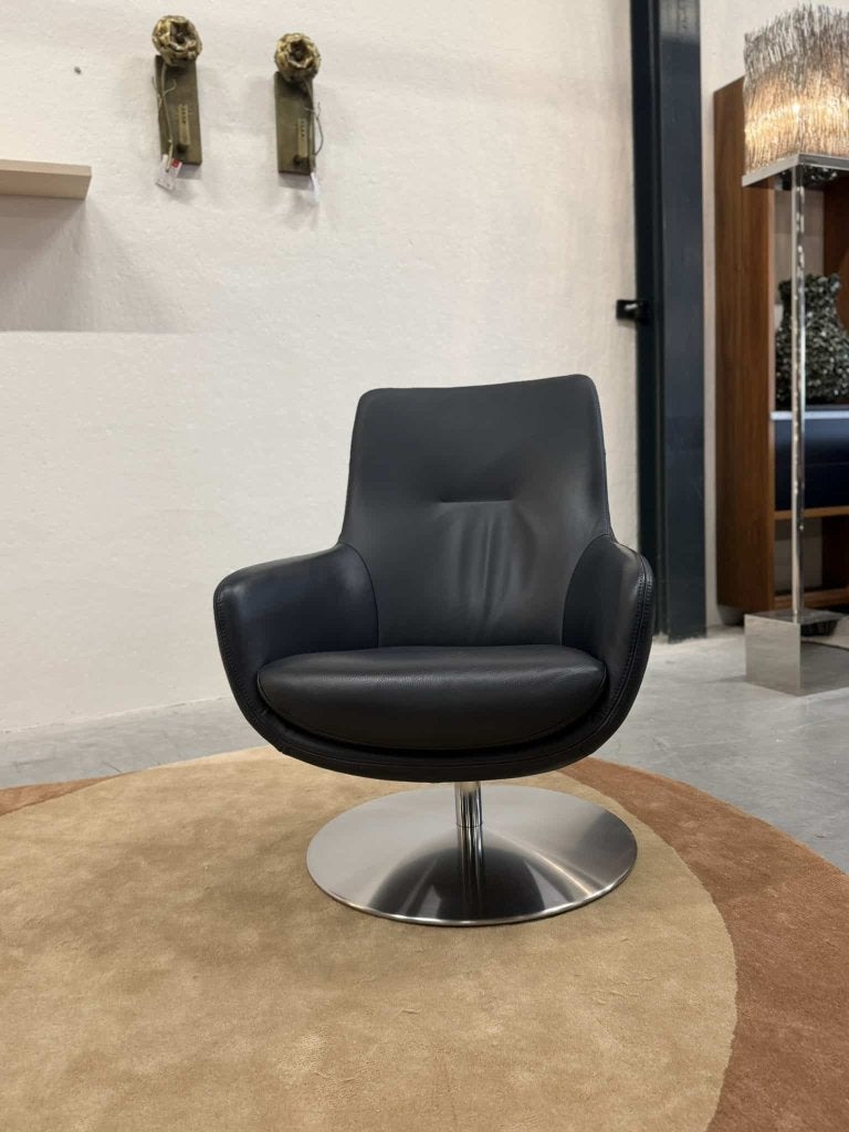 Nieuw Gealux Koraal Draai Fauteuil blauw leer Stoel