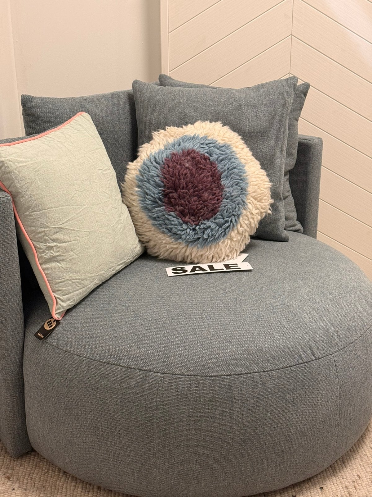 Passepartout, Pastille Lounge rond in blauwe stof,, Blauw, PASSEPARTOUT, Overige typen, Nieuw
