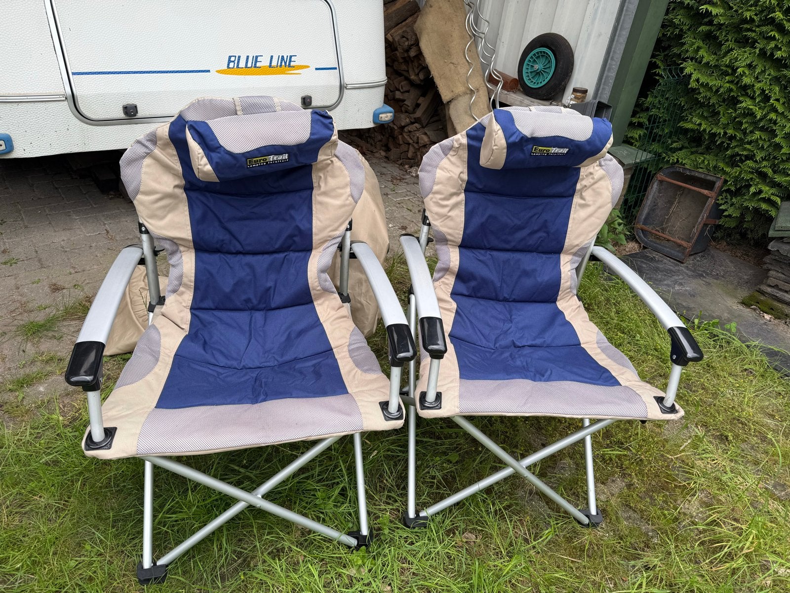2x Luxe Eurotrail Campingstoelen met Draagtassen, Ophalen, Gebruikt, Campingstoel
