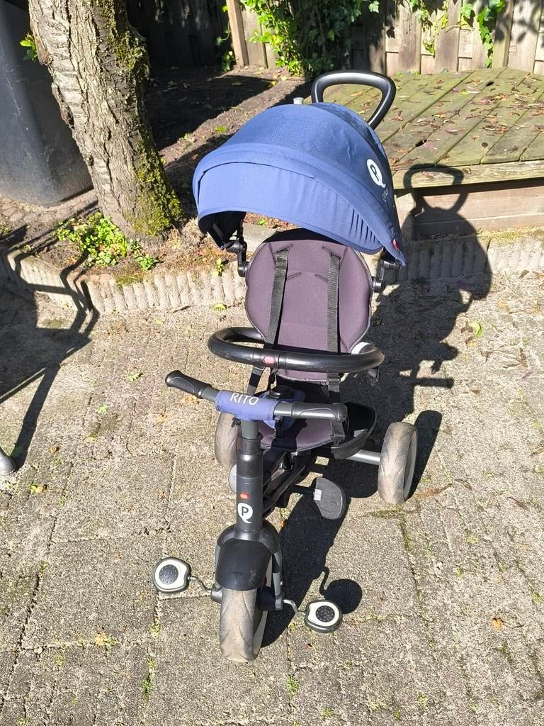 Qplay Rito Driewieler - Blauw met Zonnekap, Ophalen, Gebruikt, Duwvoertuig