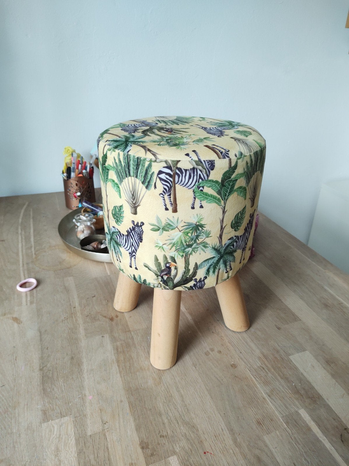 Leuk krukje met jungle-print, Ophalen, Gebruikt, Overige materialen