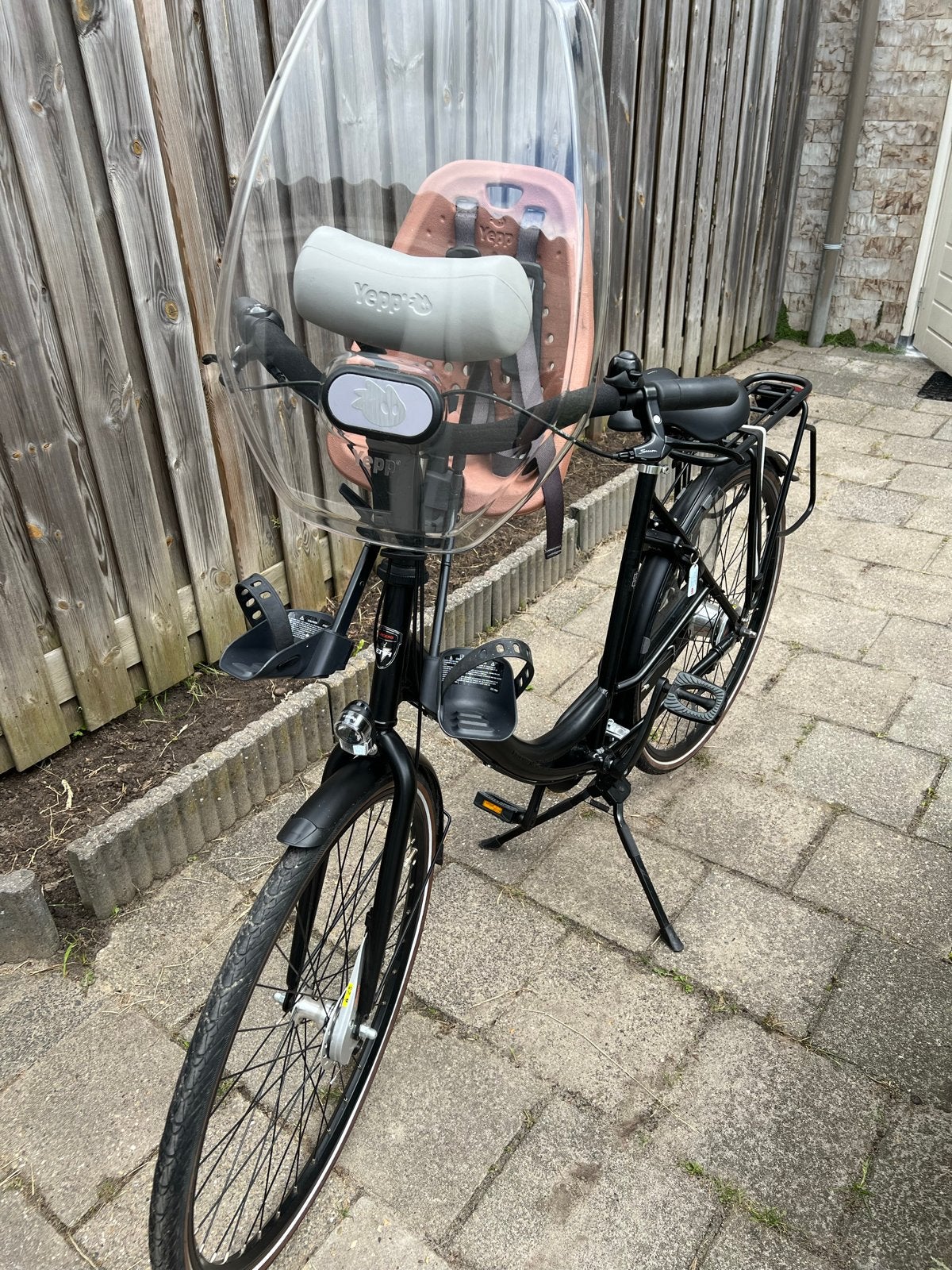 Burgers mamafiets met Yepp kinderzitje en windscherm, Fietsen en Brommers, Fietsen | Dames | Moederfietsen, Windscherm, 1 zitje