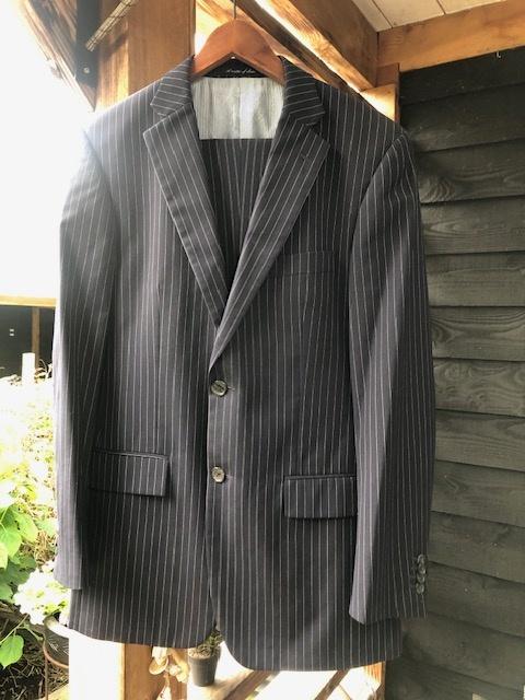 Heren kostuum donkerblauw krijtstreep maat 48, Kleding | Heren, Kostuums en Colberts, Ophalen of Verzenden, Gedragen, Maat 48/50 (M)