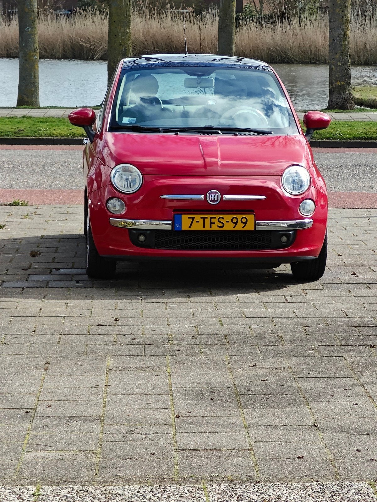 Fiat 500 1.2 C 2012 Rood - panoramadak, Auto's, Voorwielaandrijving, Stof, 1242 cc, 4 cilinders
