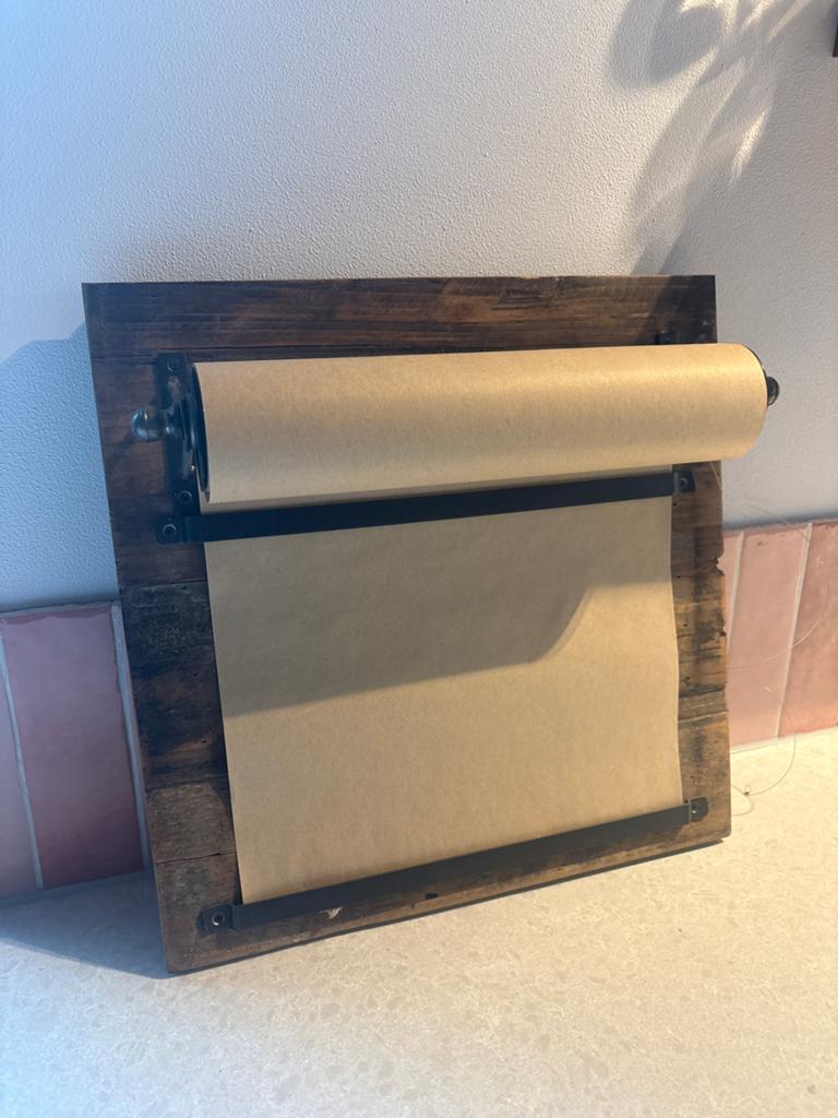 Houten wanddecoratie met papierrol - Vintage stijl, Ophalen, Gebruikt, Hout, Vintage