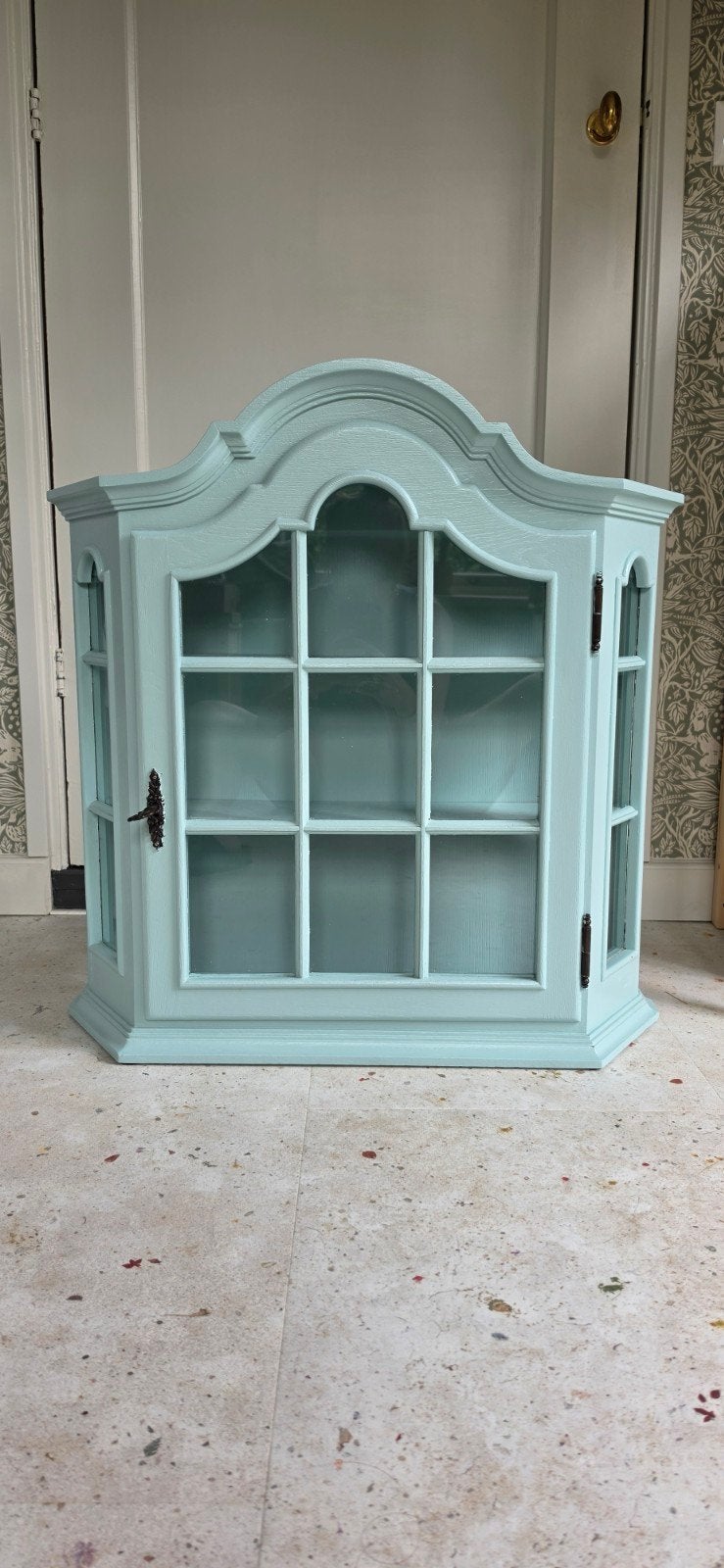 Vintage vitrinekastje in mintgroen, Ophalen