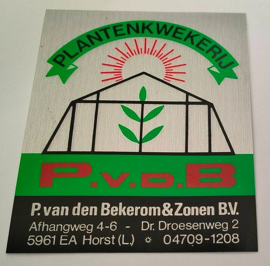 Sticker P.v.den Bekerkom & zonen b.v plantenkwekerij. Horst, Ophalen of Verzenden, Zo goed als nieuw, Bedrijf of Vereniging
