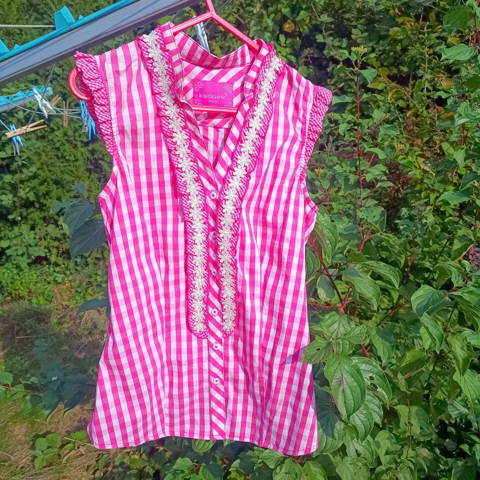 Krüger Madl 32 XXS Dirndl top roze Oktoberfest, Ophalen of Verzenden, Zo goed als nieuw, Maat 34 (XS) of kleiner, Overige thema's