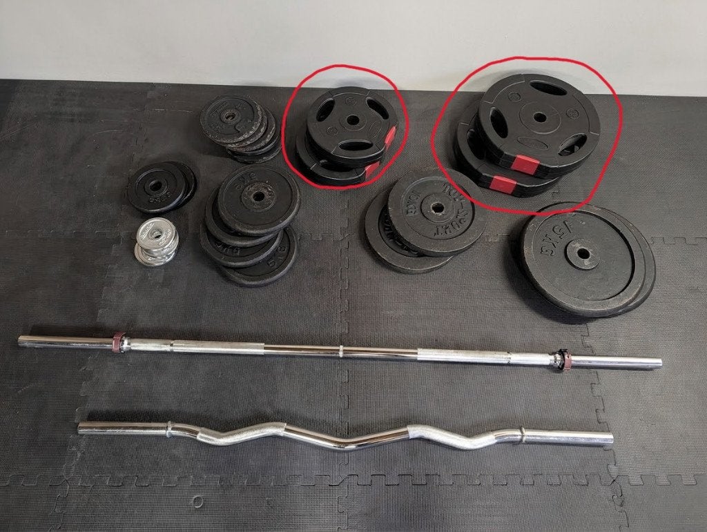 Kunststof halterschijven - 2eu/kg, Sport en Fitness, Ophalen, Zo goed als nieuw