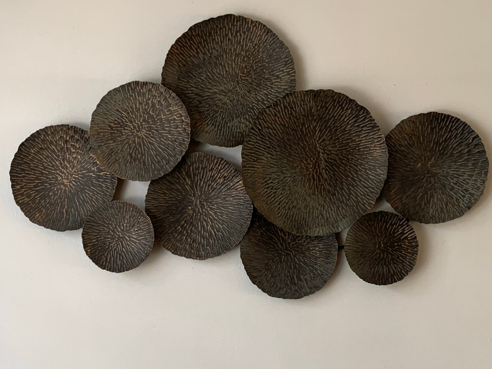 Metalen wanddecoratie - Bladeren/Schijven, Ophalen, Metaal, Wandsculptuur, Gebruikt