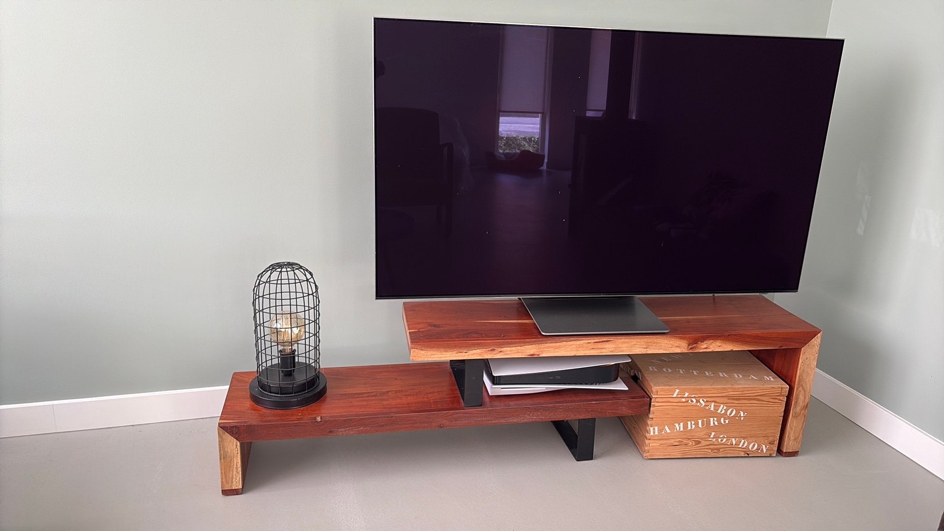 Industriel wandmeubel (hout en metaal), 100 tot 150 cm, Zo goed als nieuw, Minder dan 100 cm, 25 tot 50 cm