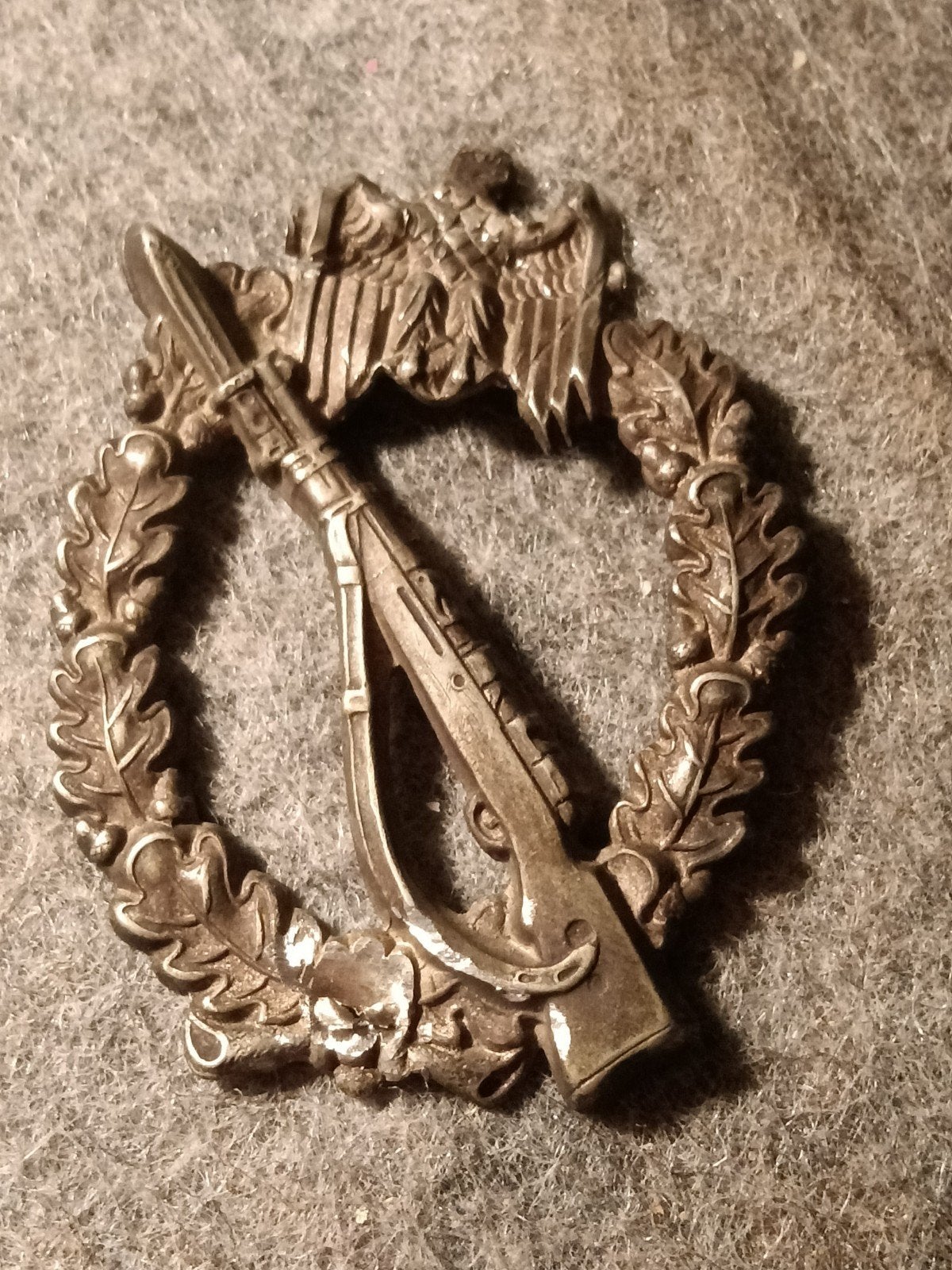Infanterie Sturmanzeichen origineel gedenazificeerd Wehrmach, Ophalen of Verzenden, Zilver, Overige materialen