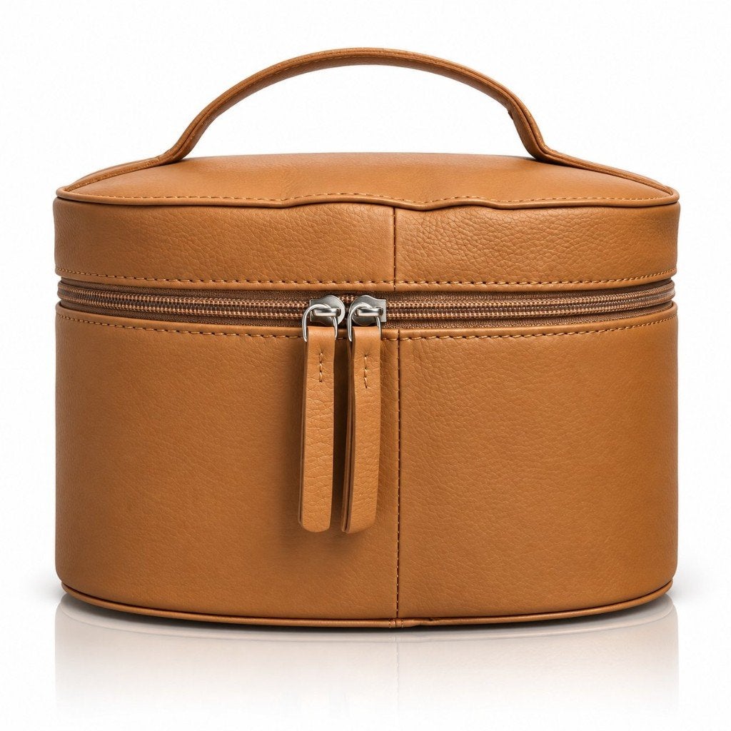 Partij leren bruine toilettassen beauty cases, NHP International, Softcase, Bruin, Ophalen of Verzenden