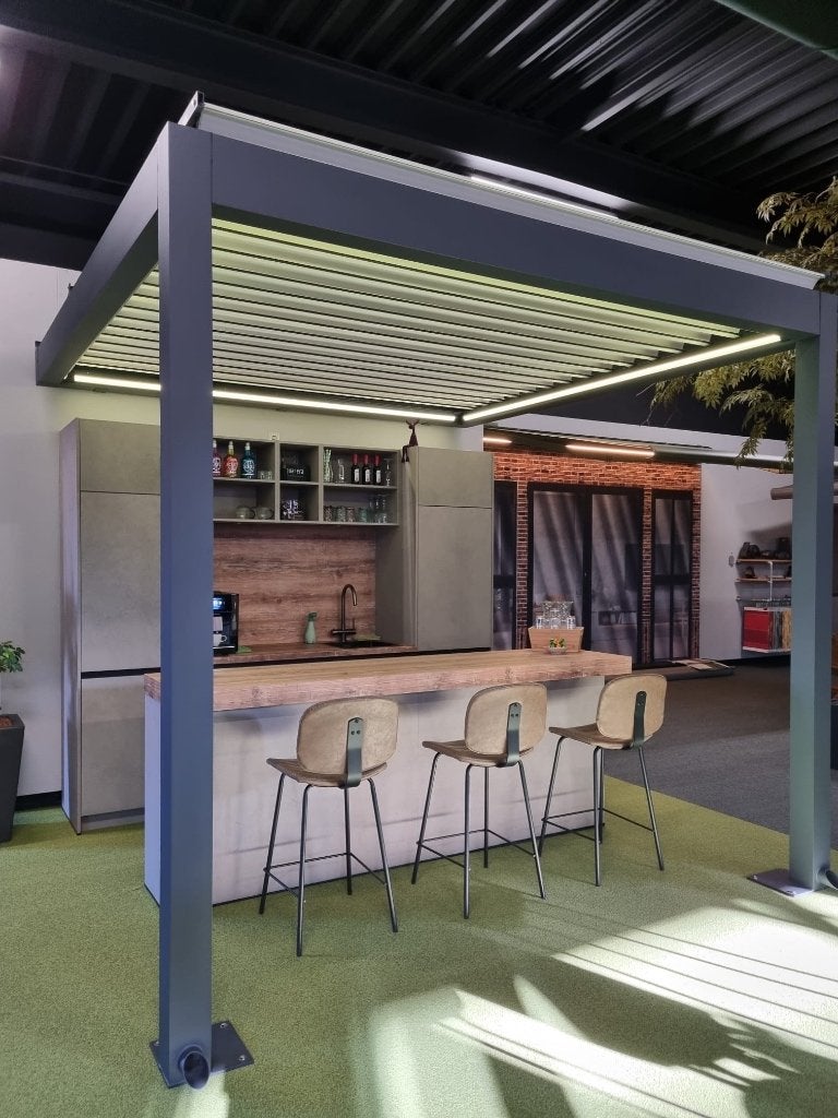 Lamellen overkapping lamellendak showroom terrasoverkapping, Ophalen, Zo goed als nieuw, Veranda