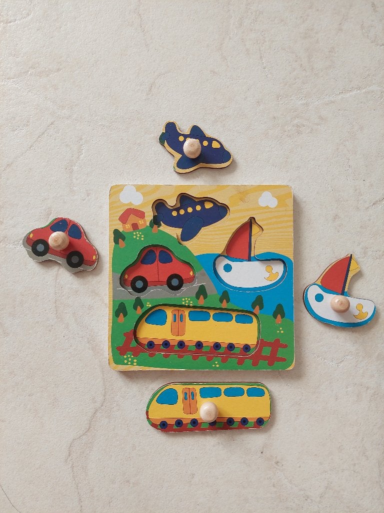 vervoer puzzel, Gebruikt, Ophalen of Verzenden, Van hout, Minder dan 10 stukjes
