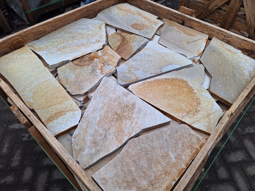 natuursteen tuintegels flagstones Yellow / Rio Sunrise, Tuin en Terras, Tegels en Klinkers, Ophalen of Verzenden, Nieuw, Natuursteen