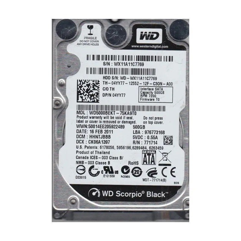 Western Digital Scorpio Black WD5000BEKT 500GB HDD 2.5" SATA, Computers en Software, Harde schijven, Intern, Ophalen of Verzenden