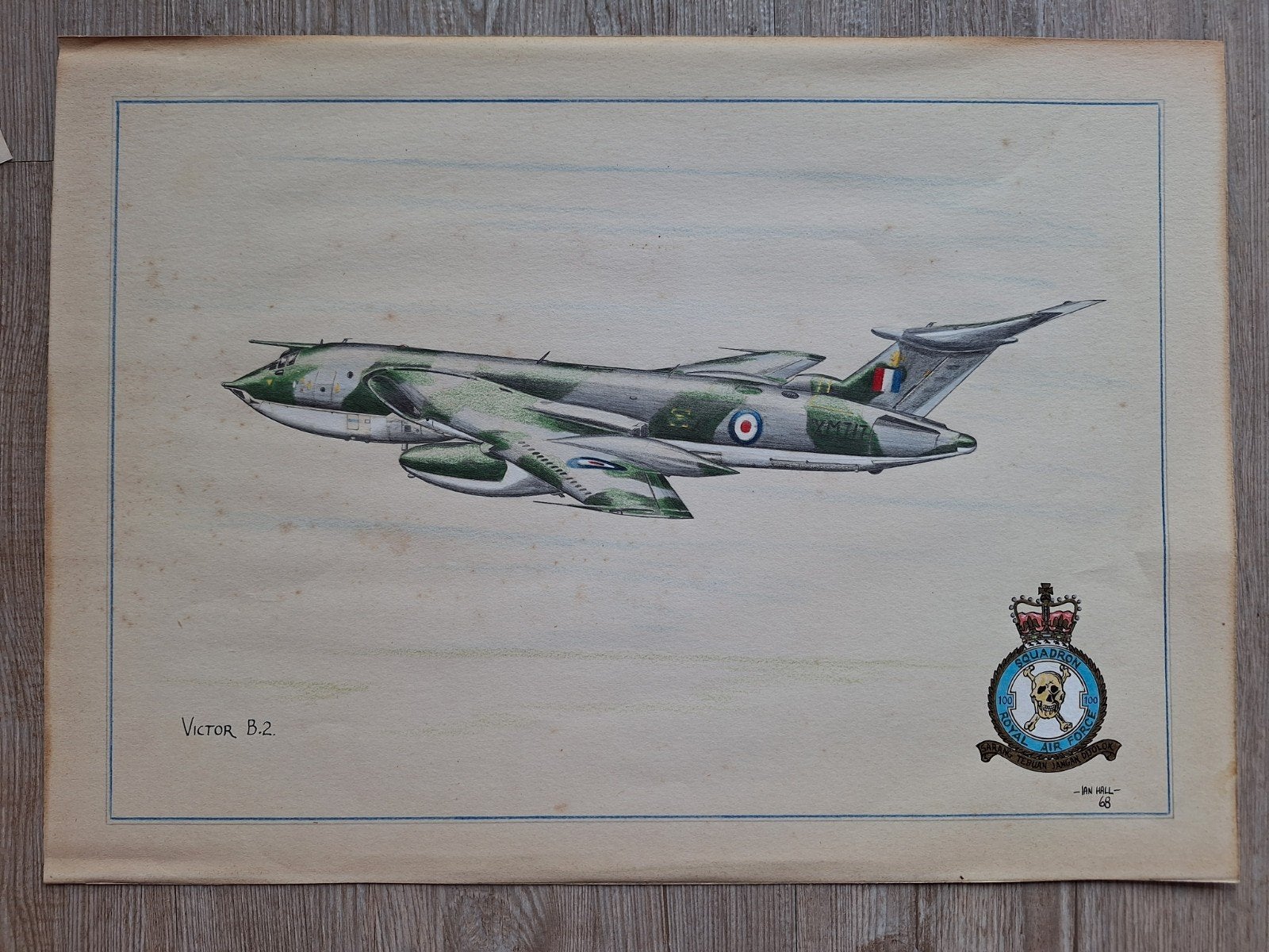 Pastel tekening van RAF Victor B.2 of B2 Ian Hall 1968., Ophalen, Luchtmacht, Engeland, Kunstobject