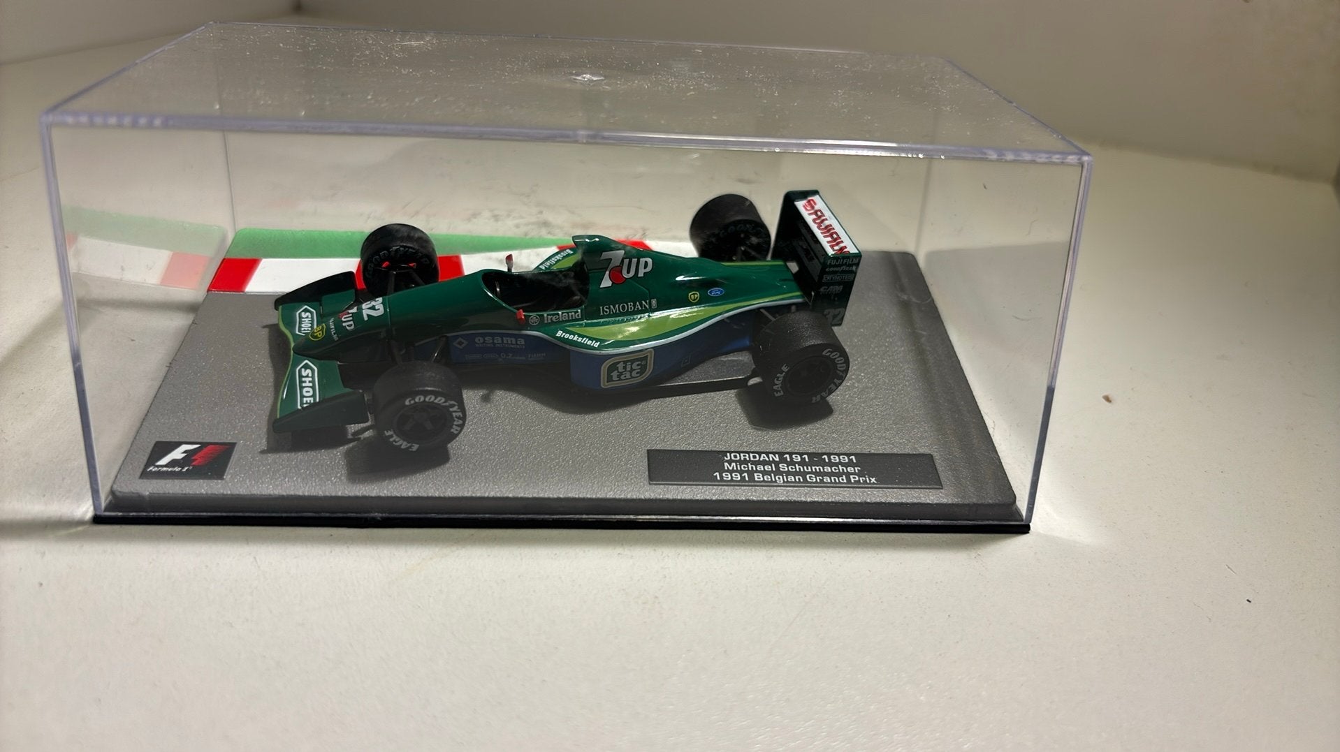 F1 jordan 191 michel Schumacher 7up 1991 atlas 1.43, Hobby en Vrije tijd, Overige merken, Auto, Ophalen of Verzenden, A