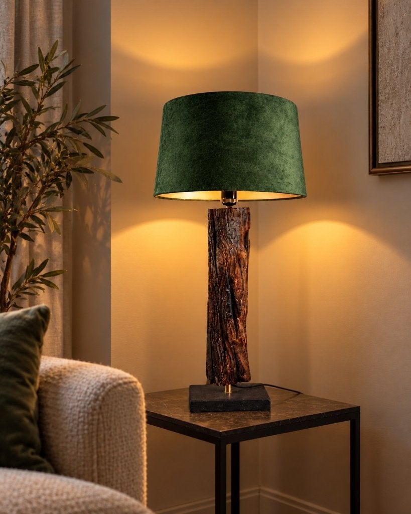 Tafellamp schemerlamp oud eiken boerderijhout 75cm hoog, Hout, 75 cm, Kerkstraat 63 5721GT Asten, Schemerlamp