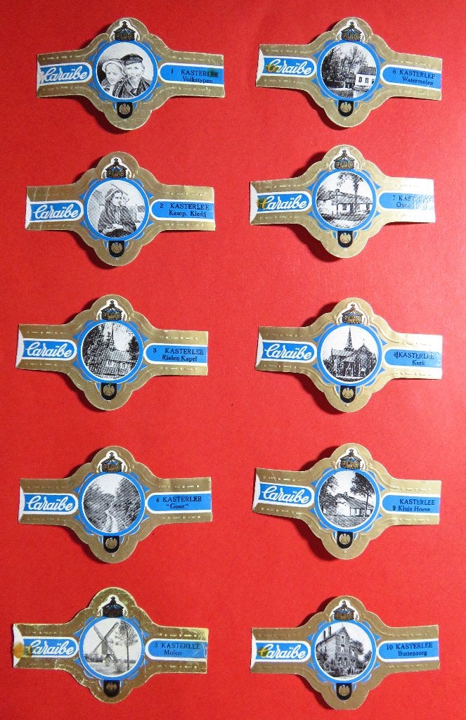 Caraïbe Kasterlee 10 bandjes, complete serie, Verzenden, Gebruikt, Sigarenbandjes