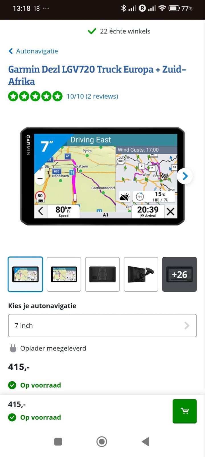 Garmin Dezl LGV720 Truck Navigatie Europa + Zuid-Afrika, Ophalen of Verzenden, Zo goed als nieuw