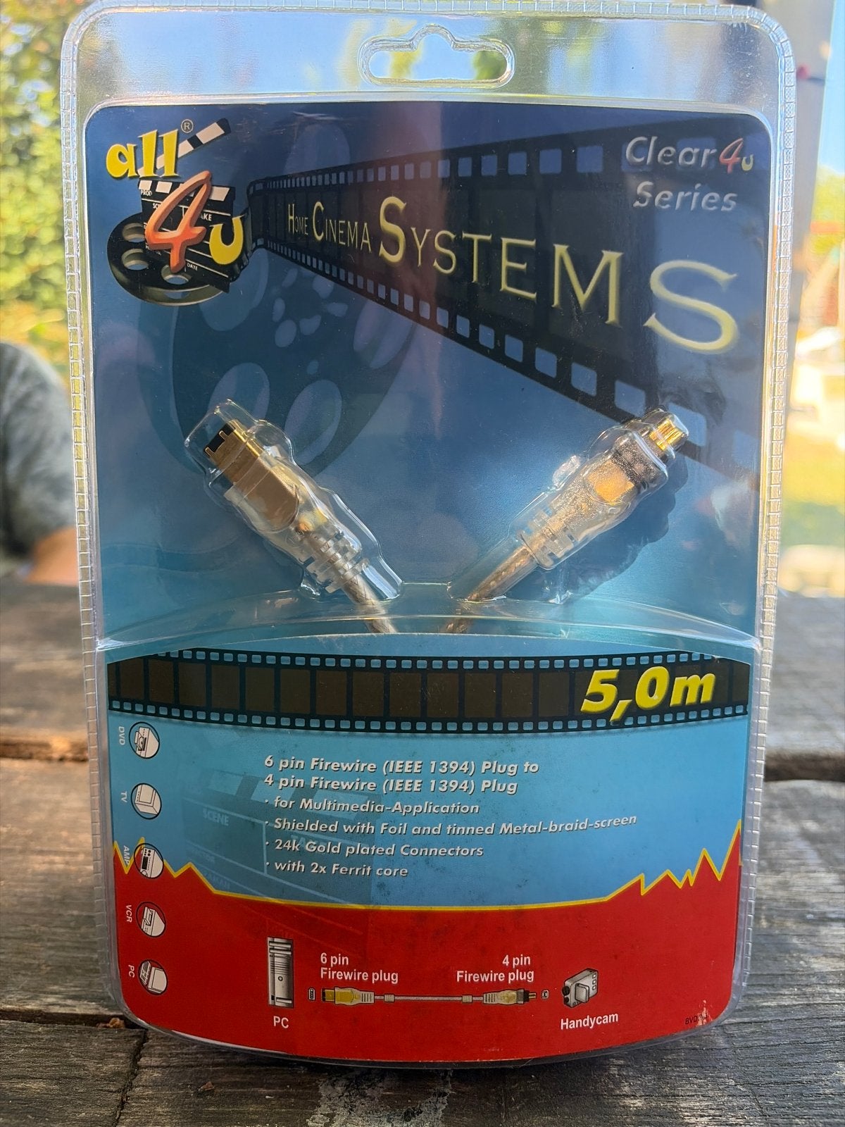 All 4 U Clear4U FireWire Kabel 5m - Nieuw in doos, Ophalen of Verzenden, Nieuw, 2 tot 5 meter, Overige kabels