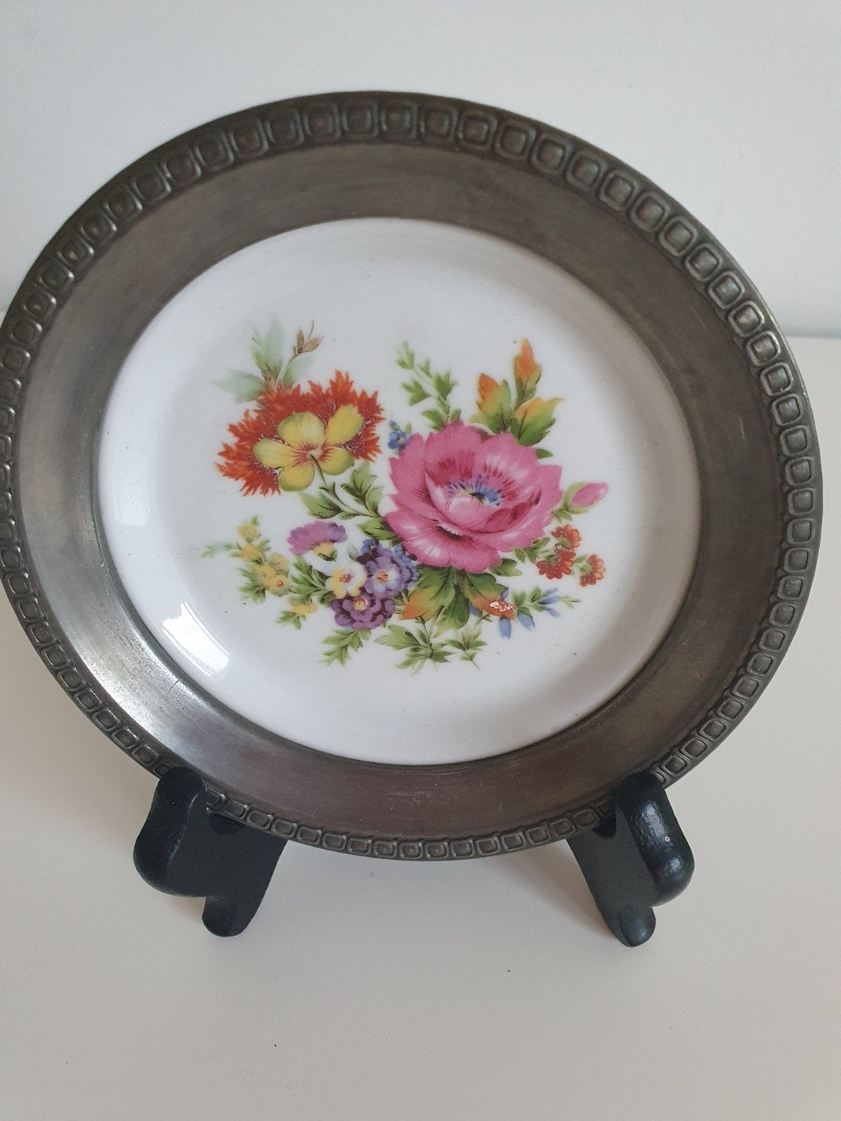 Vintage porcelein wandbord Rein Zinn (tinnen rand).12 cm, Antiek en Kunst, Antiek | Tin, Ophalen of Verzenden